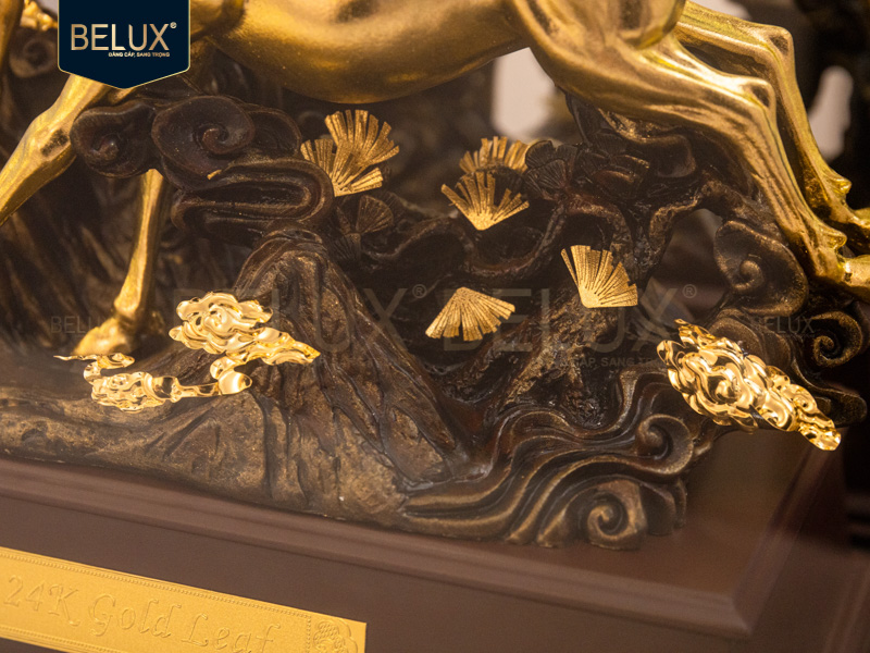 Tượng Ngựa Song Mã dát vàng 24k&nbsp;36x28x17cm